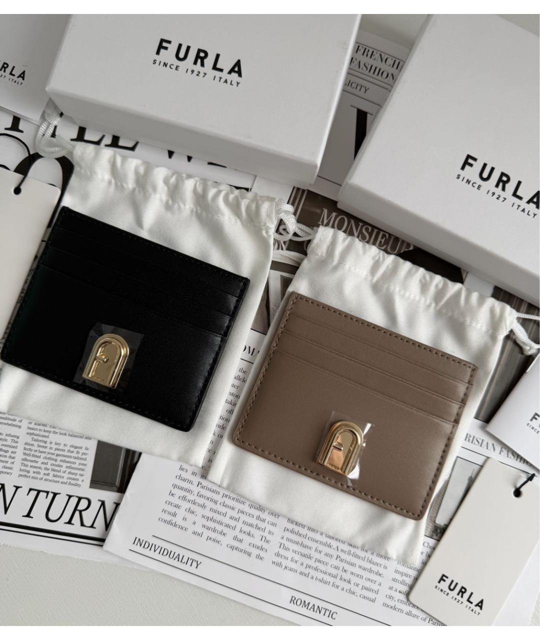 FURLA Черный кожаный кардхолдер, фото 6