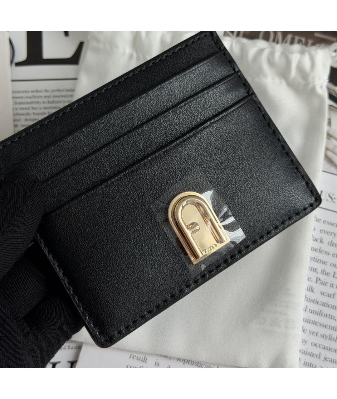 FURLA Черный кожаный кардхолдер, фото 3