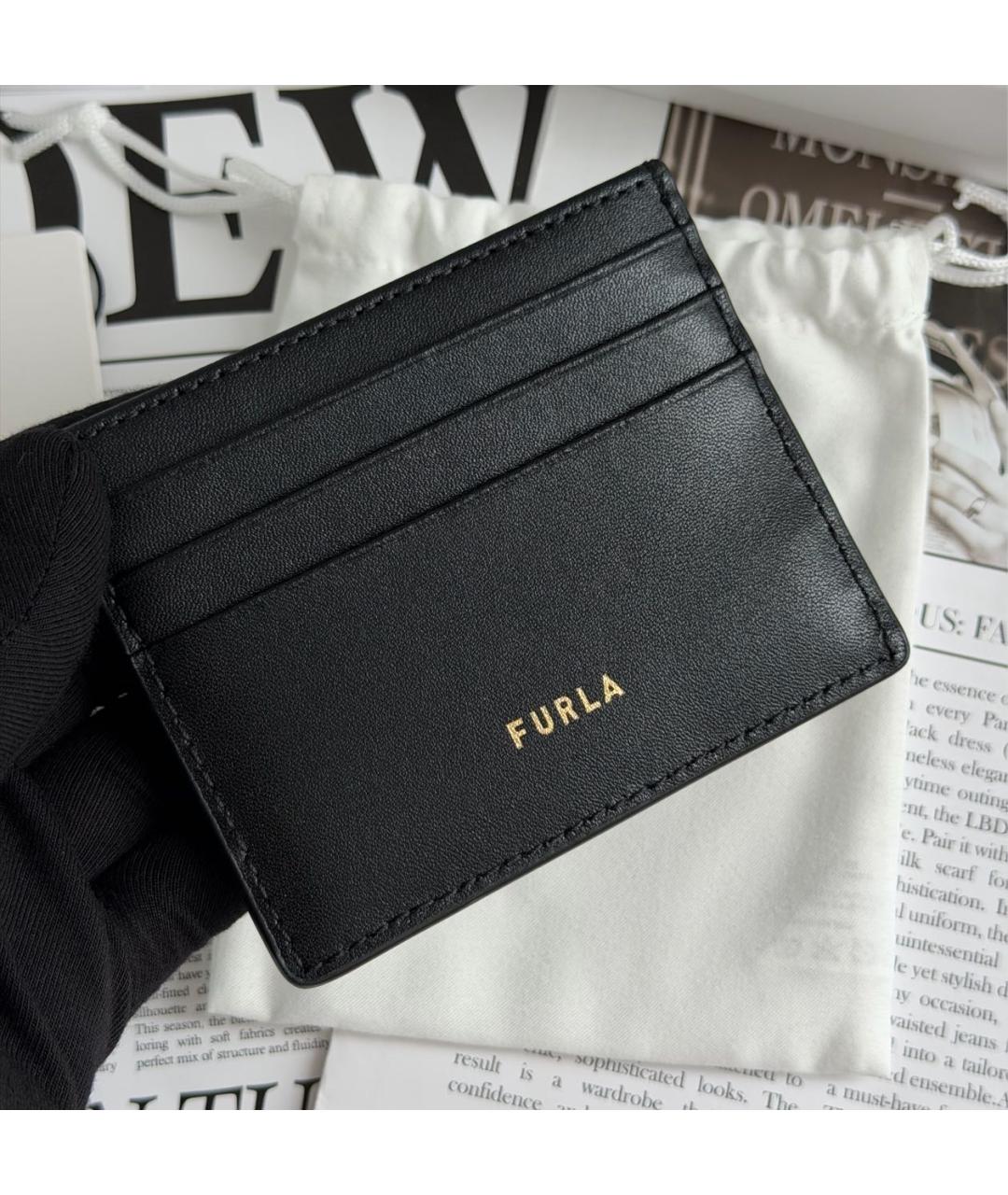 FURLA Черный кожаный кардхолдер, фото 4