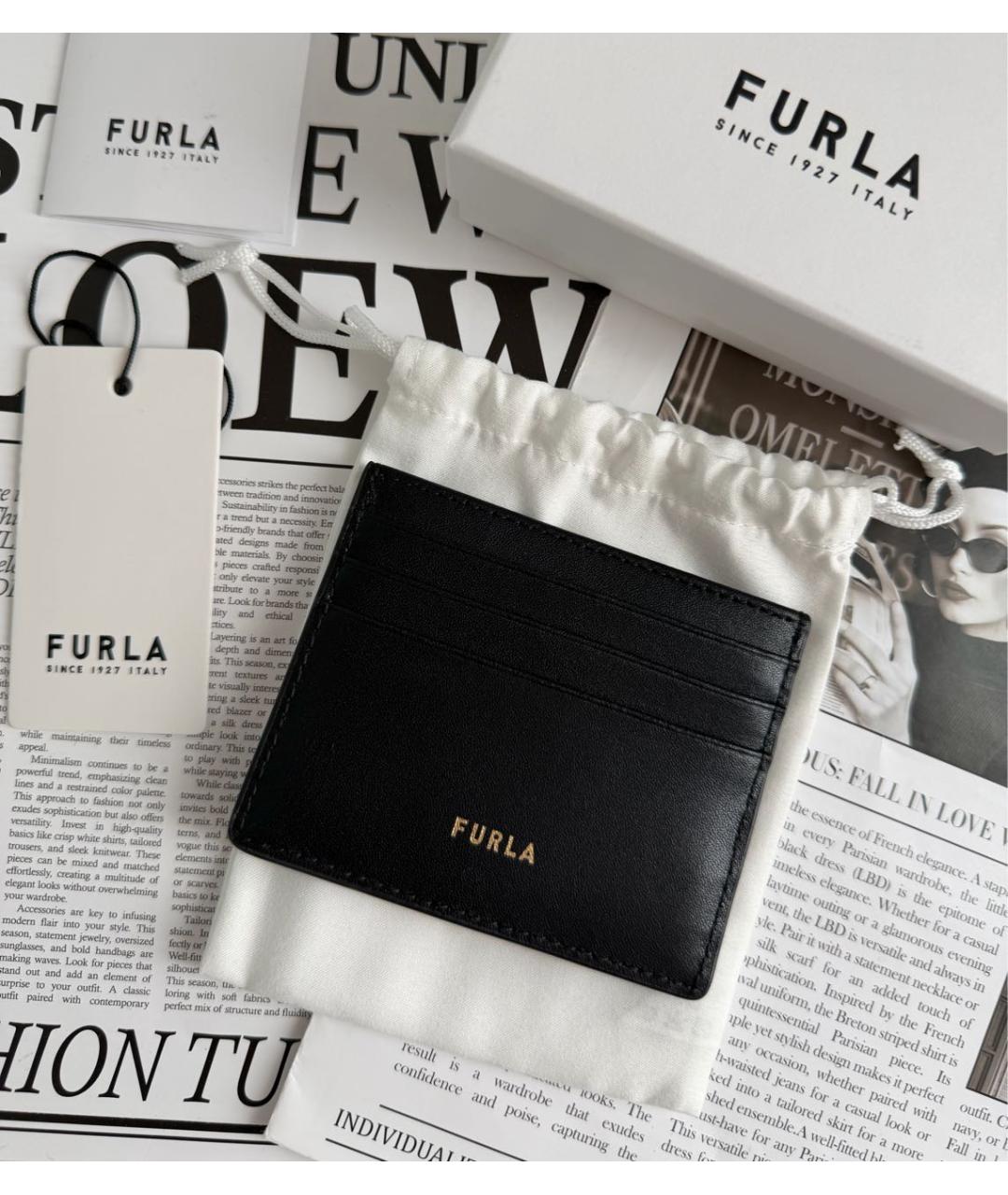 FURLA Черный кожаный кардхолдер, фото 2