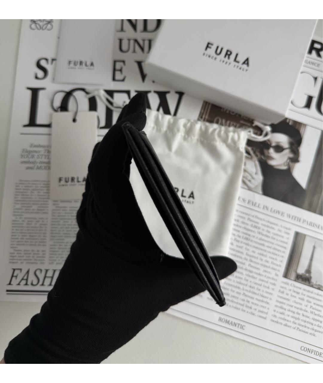 FURLA Черный кожаный кардхолдер, фото 5