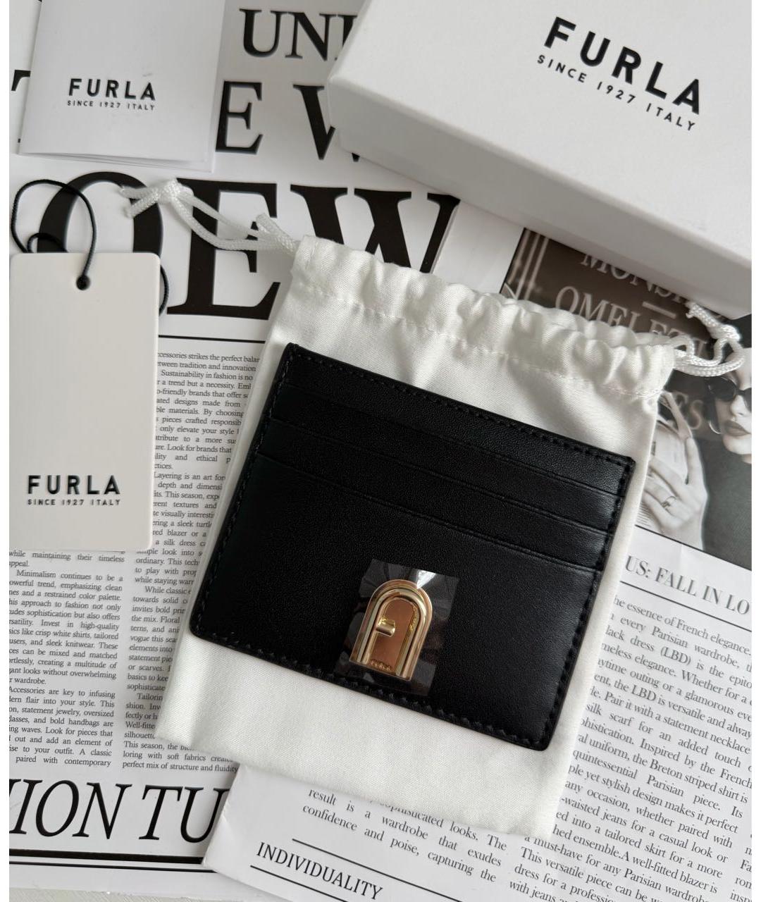 FURLA Черный кожаный кардхолдер, фото 7