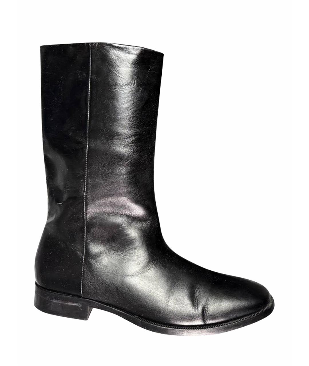 SAINT LAURENT Черные кожаные высокие ботинки, фото 1