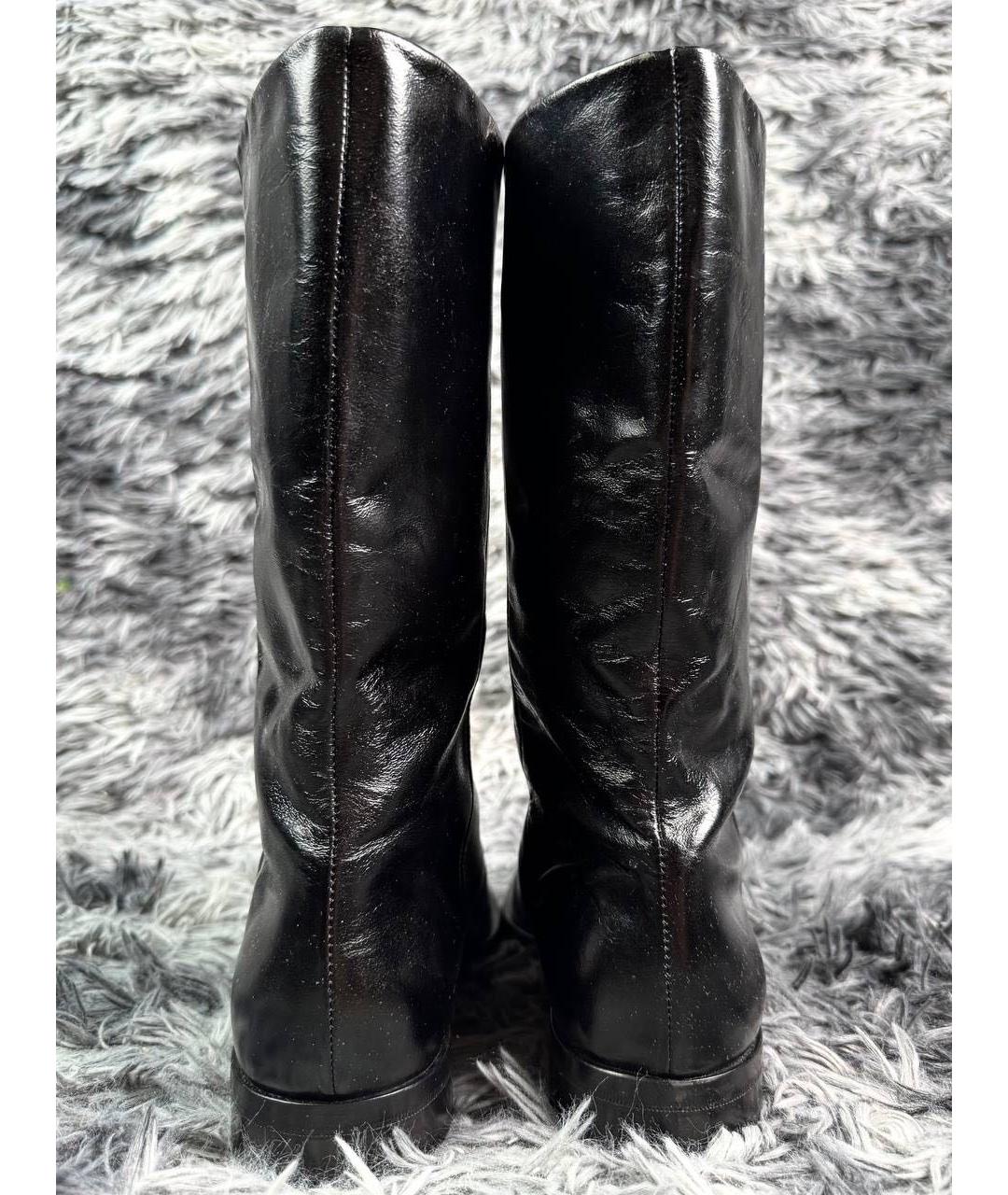 SAINT LAURENT Черные кожаные высокие ботинки, фото 5