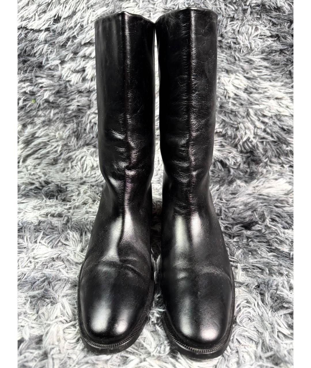 SAINT LAURENT Черные кожаные высокие ботинки, фото 3