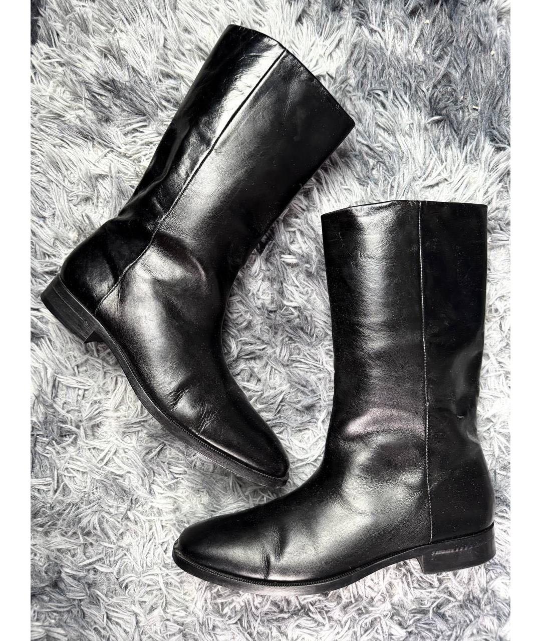 SAINT LAURENT Черные кожаные высокие ботинки, фото 8