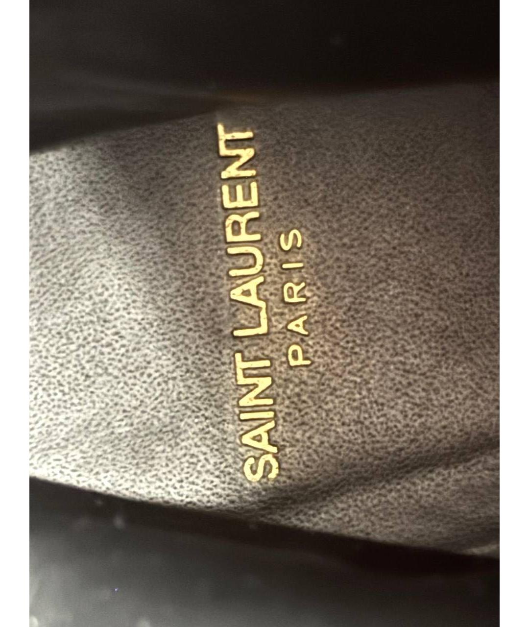 SAINT LAURENT Черные кожаные высокие ботинки, фото 6