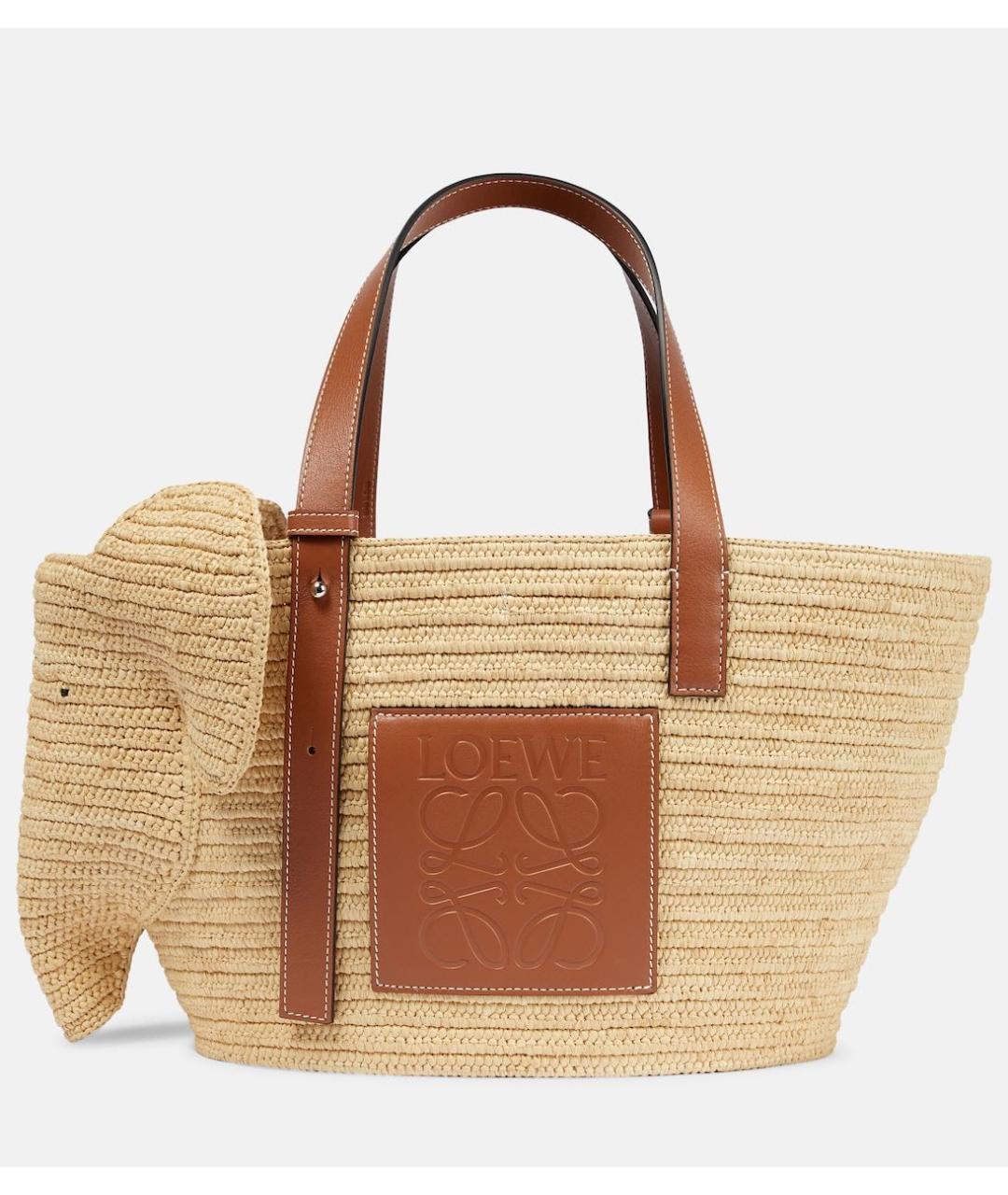 LOEWE Бежевая пелетеная сумка с короткими ручками, фото 4