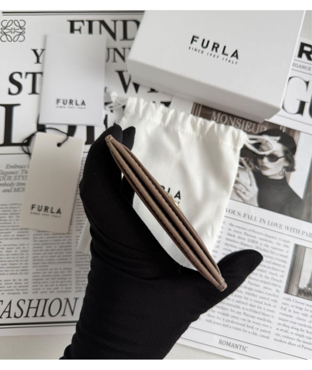 FURLA Бежевый кожаный кардхолдер, фото 5