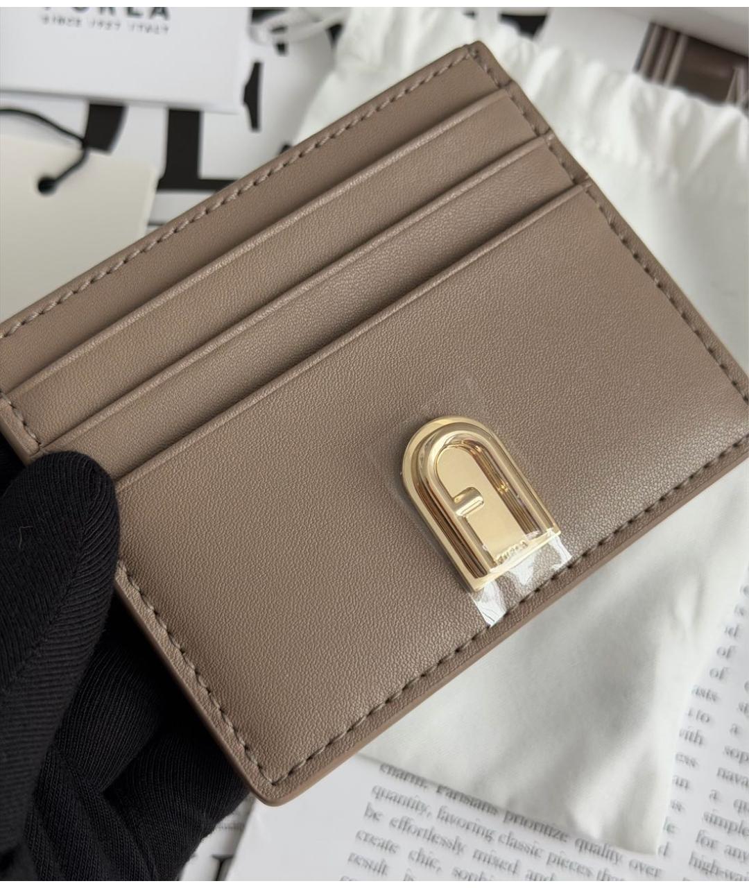 FURLA Бежевый кожаный кардхолдер, фото 3