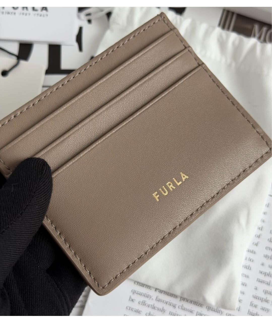 FURLA Бежевый кожаный кардхолдер, фото 4