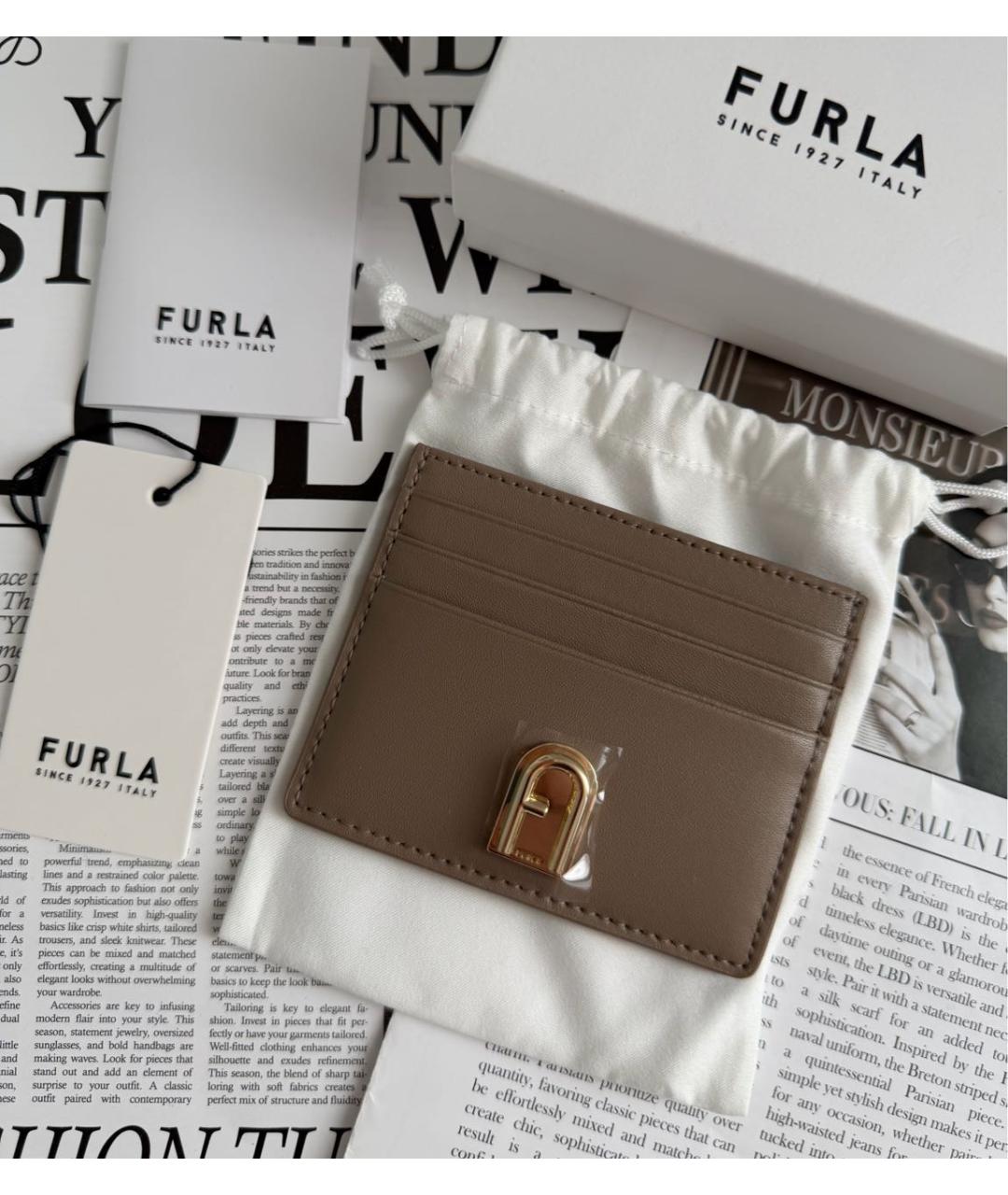 FURLA Бежевый кожаный кардхолдер, фото 7