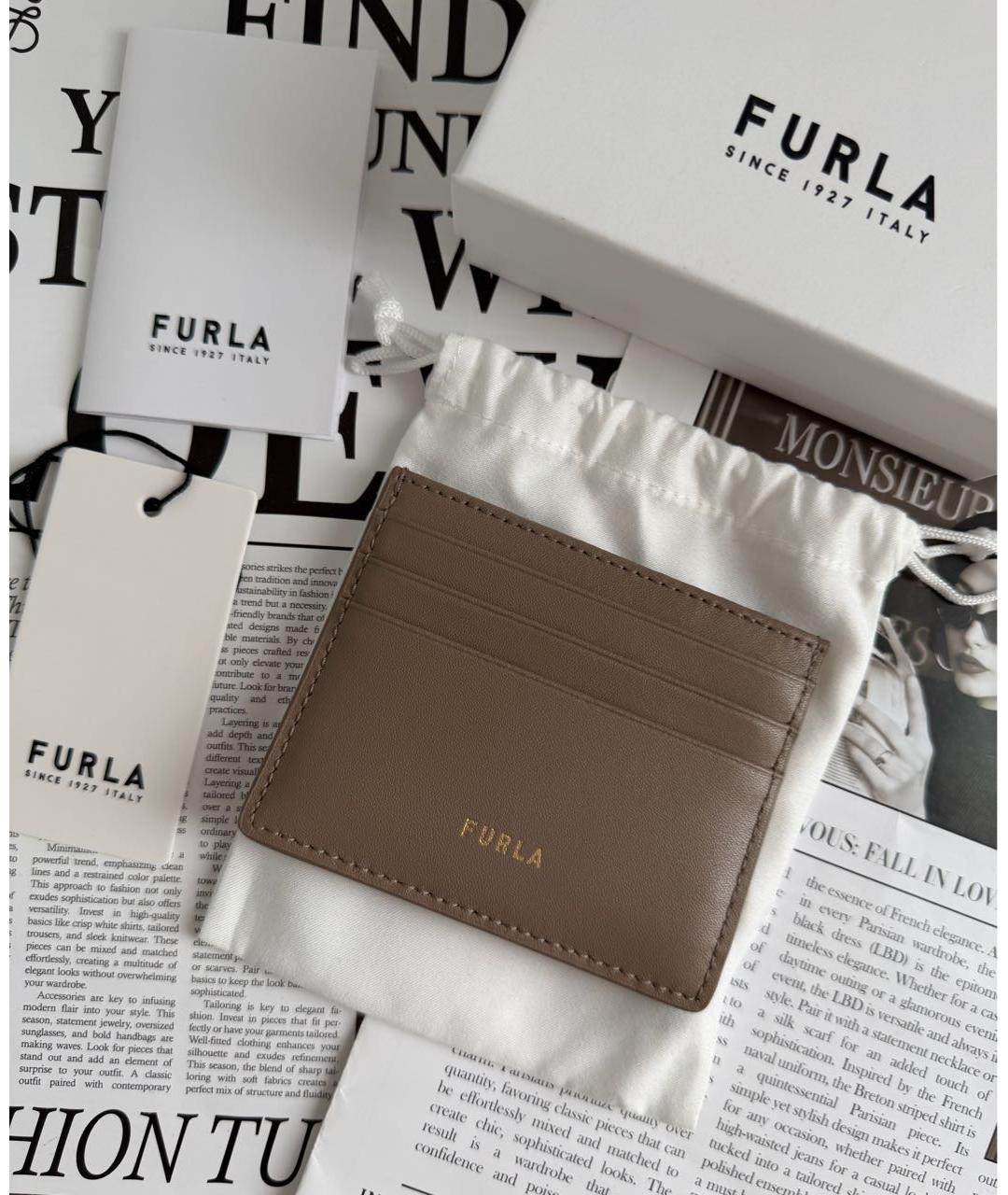 FURLA Бежевый кожаный кардхолдер, фото 2