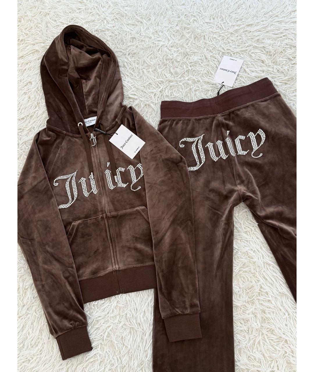 JUICY COUTURE Коричневый велюровый спортивные костюмы, фото 3