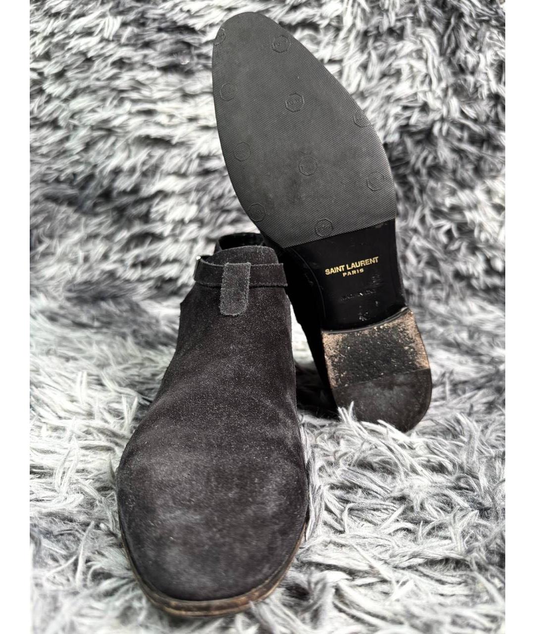 SAINT LAURENT Черные замшевые низкие ботинки, фото 3