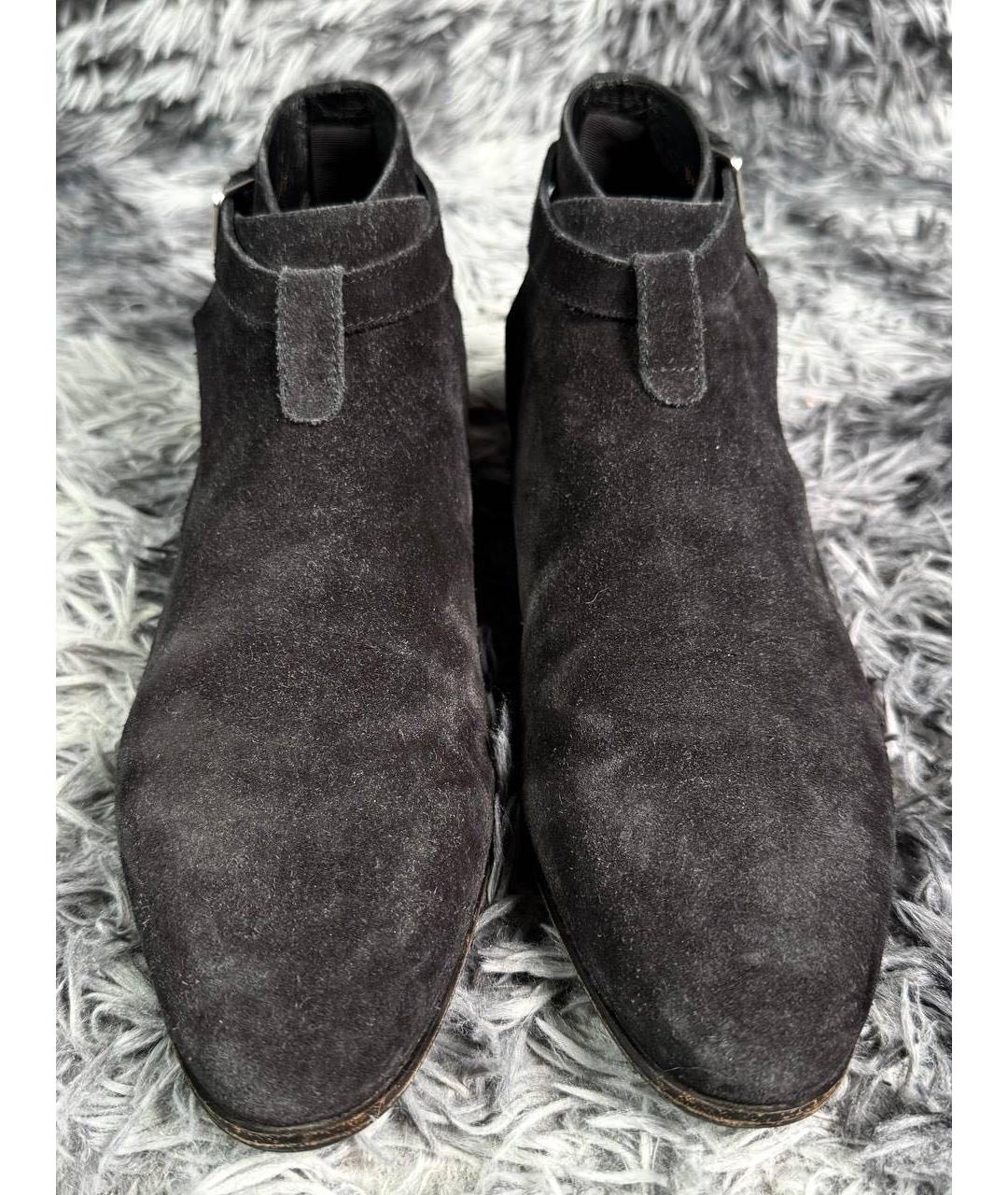 SAINT LAURENT Черные замшевые низкие ботинки, фото 5
