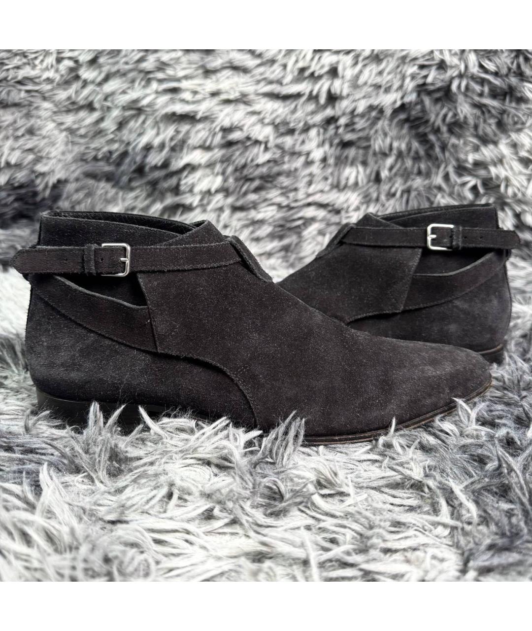 SAINT LAURENT Черные замшевые низкие ботинки, фото 2