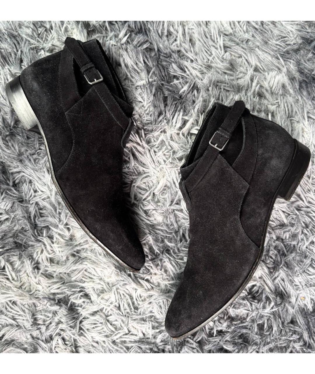 SAINT LAURENT Черные замшевые низкие ботинки, фото 8