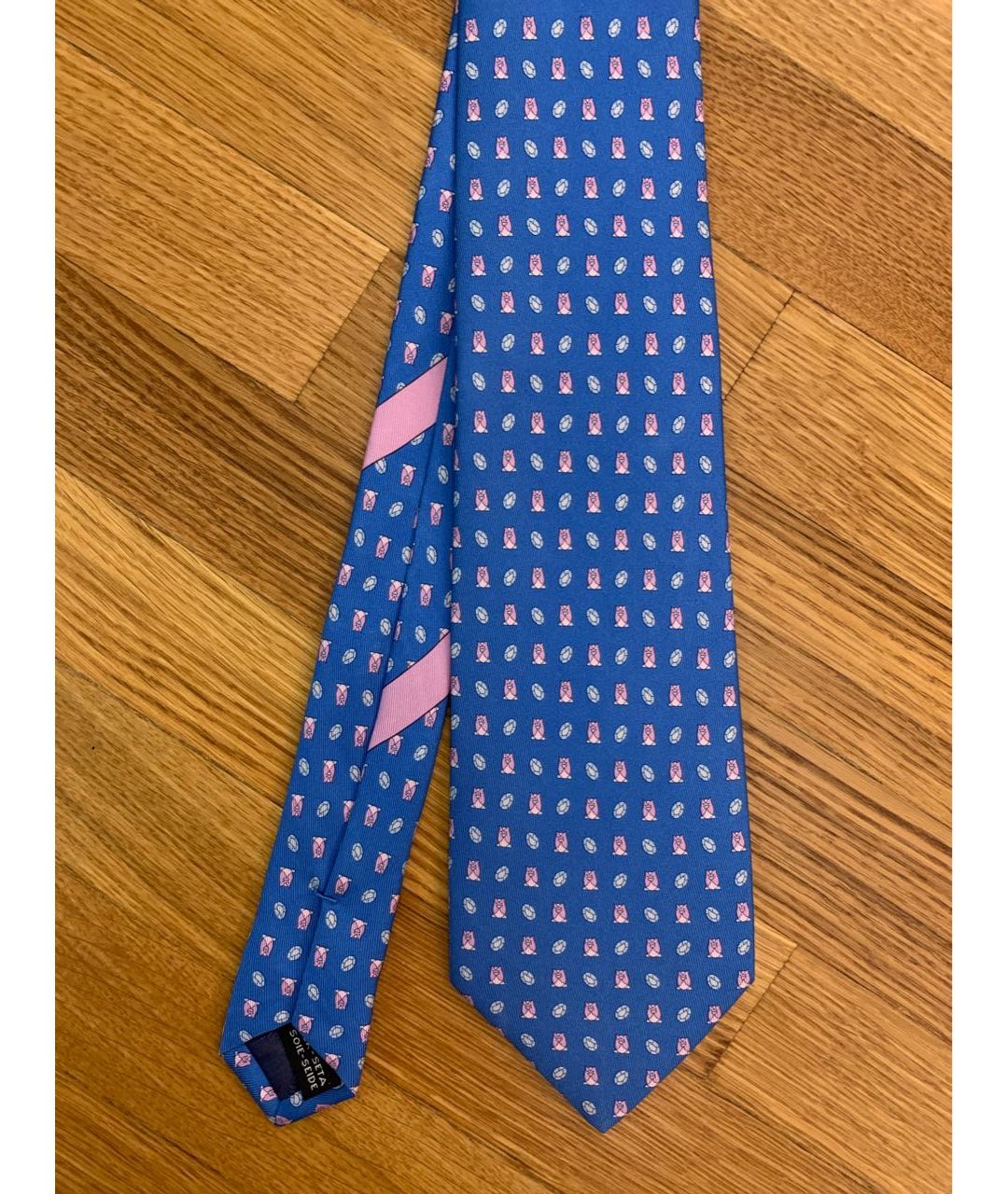 SALVATORE FERRAGAMO Голубой шелковый галстук, фото 2