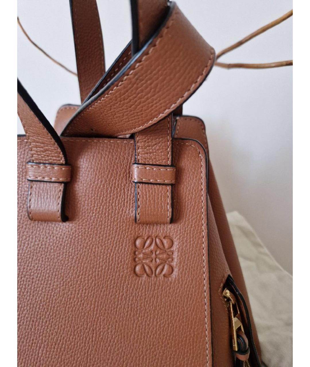 LOEWE Коричневая кожаная сумка с короткими ручками, фото 6