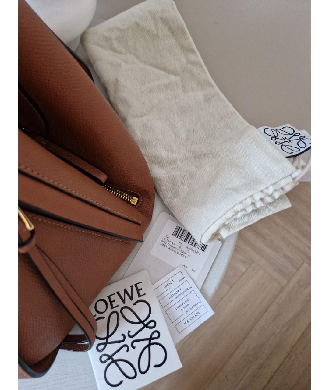 LOEWE Коричневая кожаная сумка с короткими ручками, фото 7