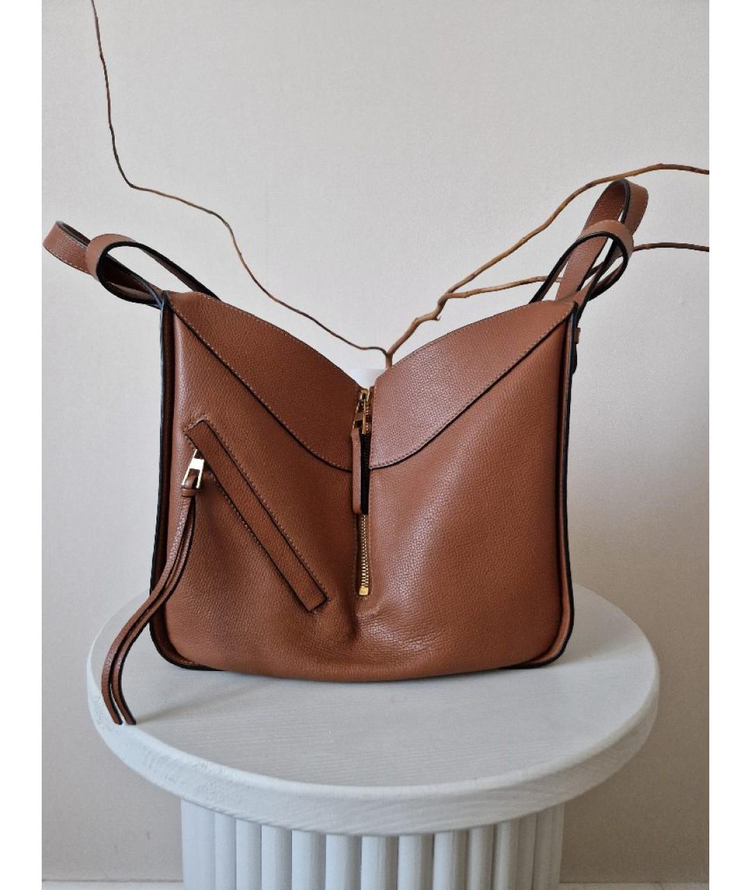 LOEWE Коричневая кожаная сумка с короткими ручками, фото 3