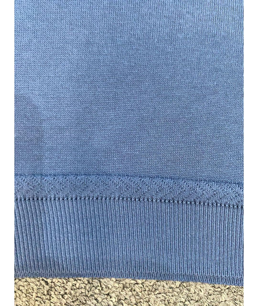 CORNELIANI Синее хлопковое поло с коротким рукавом, фото 4