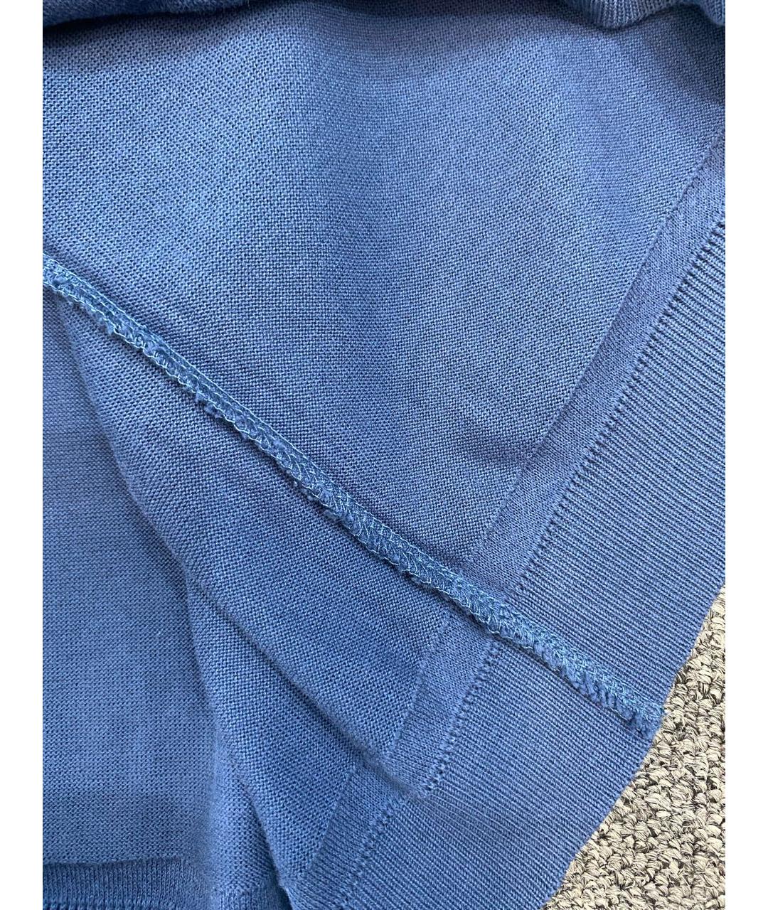 CORNELIANI Синее хлопковое поло с коротким рукавом, фото 5