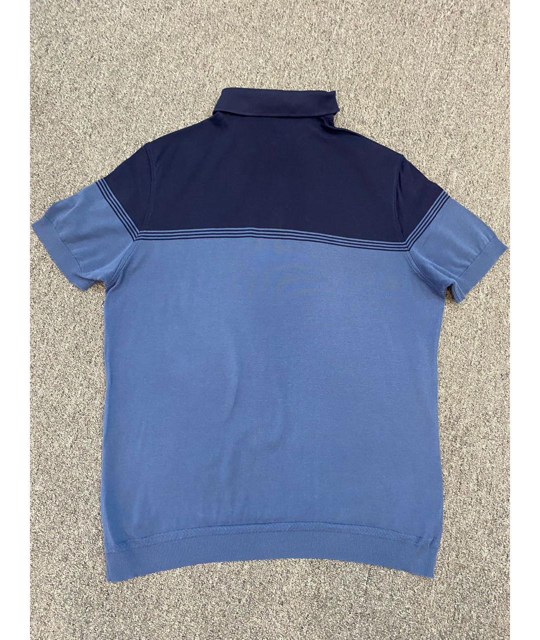 CORNELIANI Синее хлопковое поло с коротким рукавом, фото 2