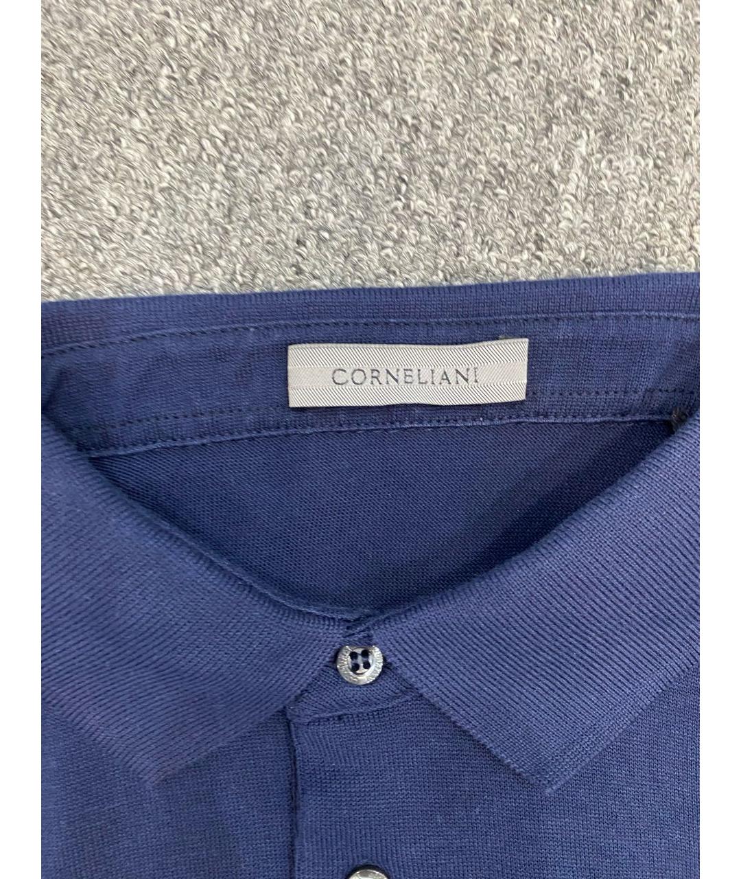 CORNELIANI Синее хлопковое поло с коротким рукавом, фото 3