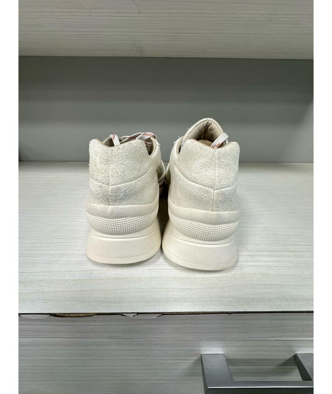 JIL SANDER Белые кожаные низкие кроссовки / кеды, фото 4