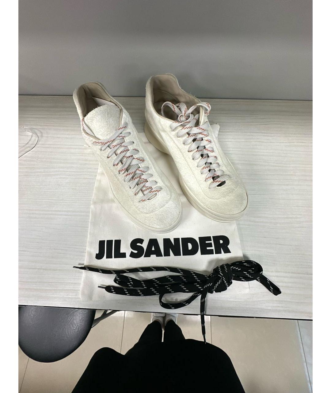 JIL SANDER Белые кожаные низкие кроссовки / кеды, фото 6