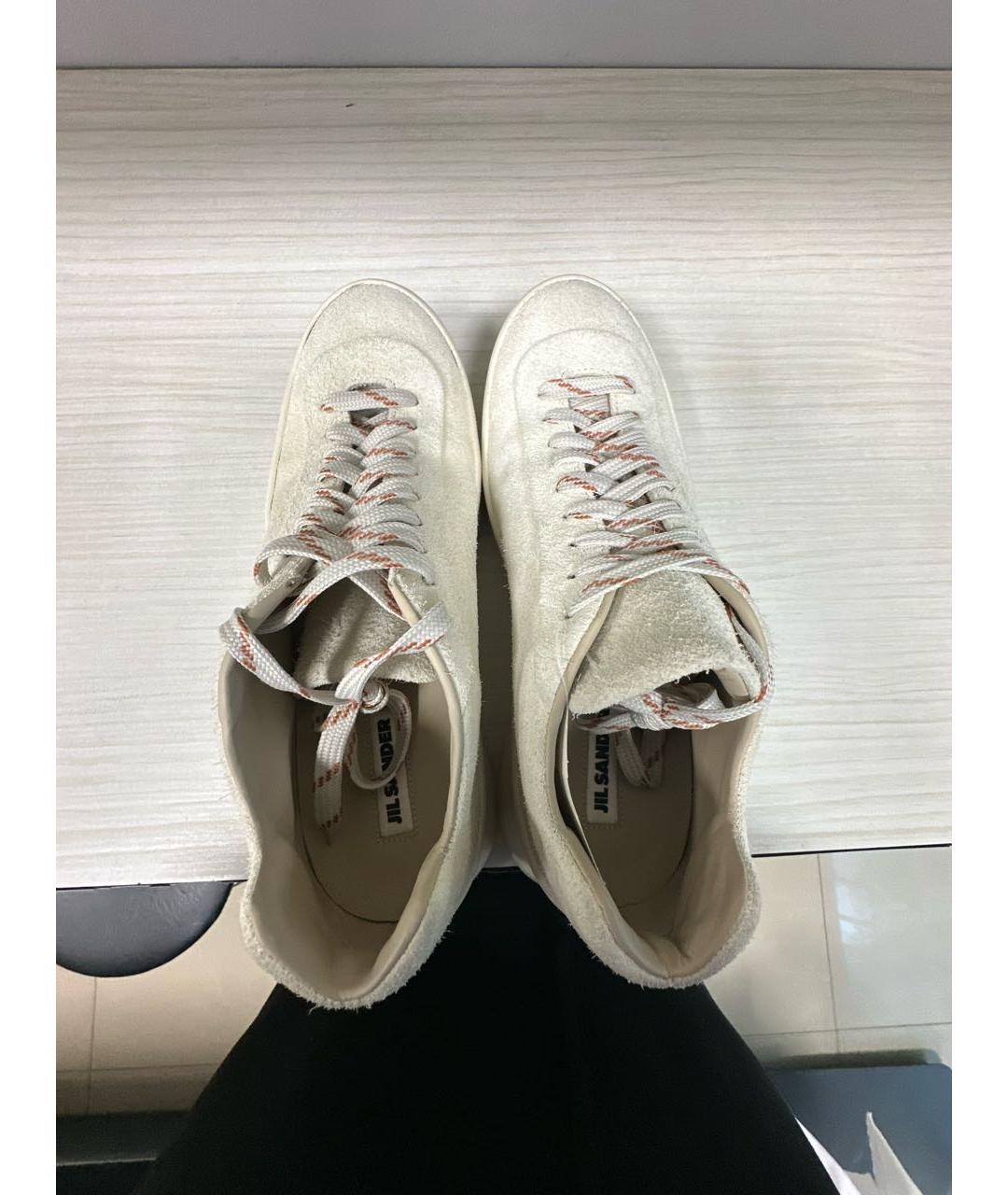 JIL SANDER Белые кожаные низкие кроссовки / кеды, фото 3