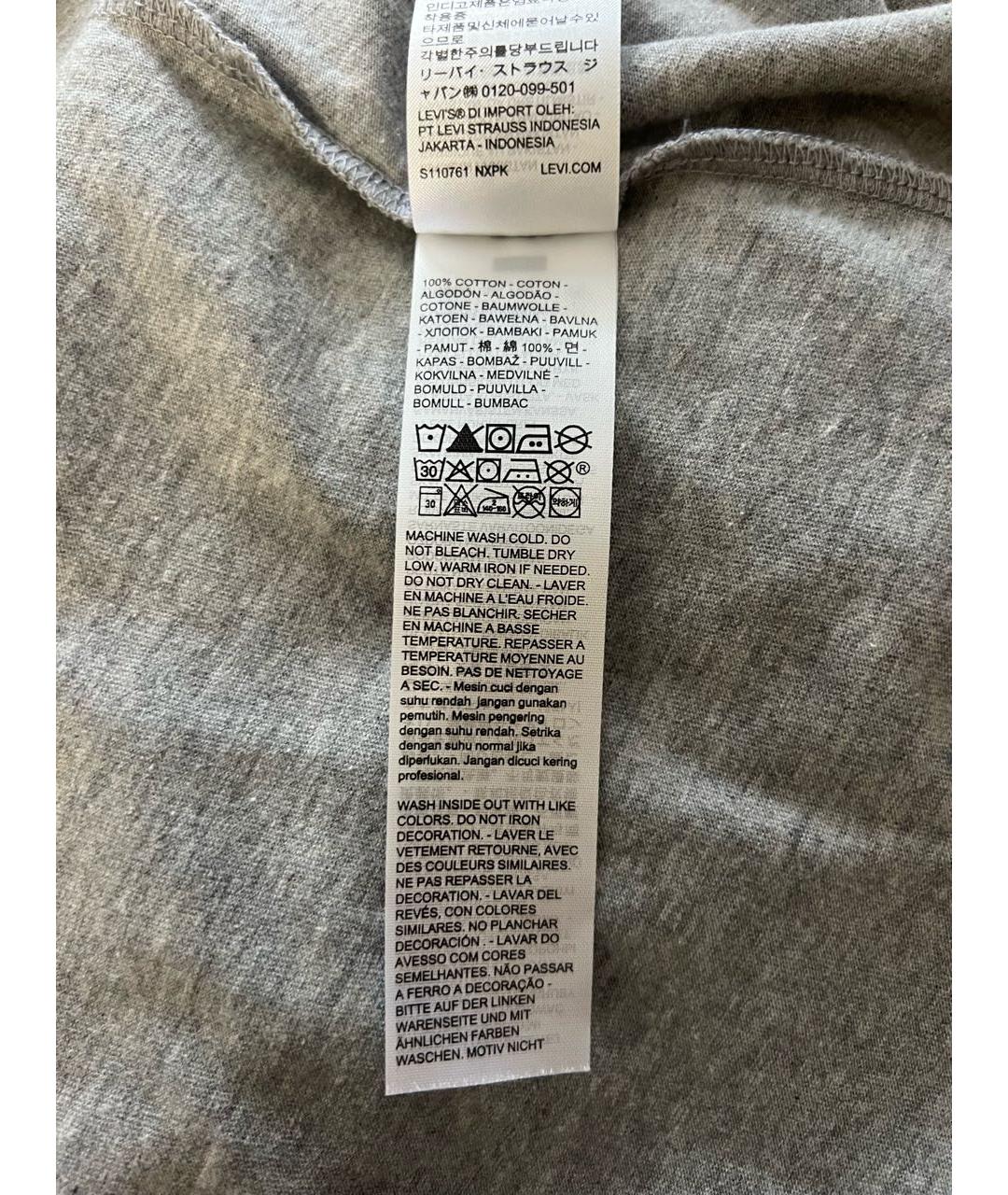 LEVI'S Серая хлопковая футболка, фото 4