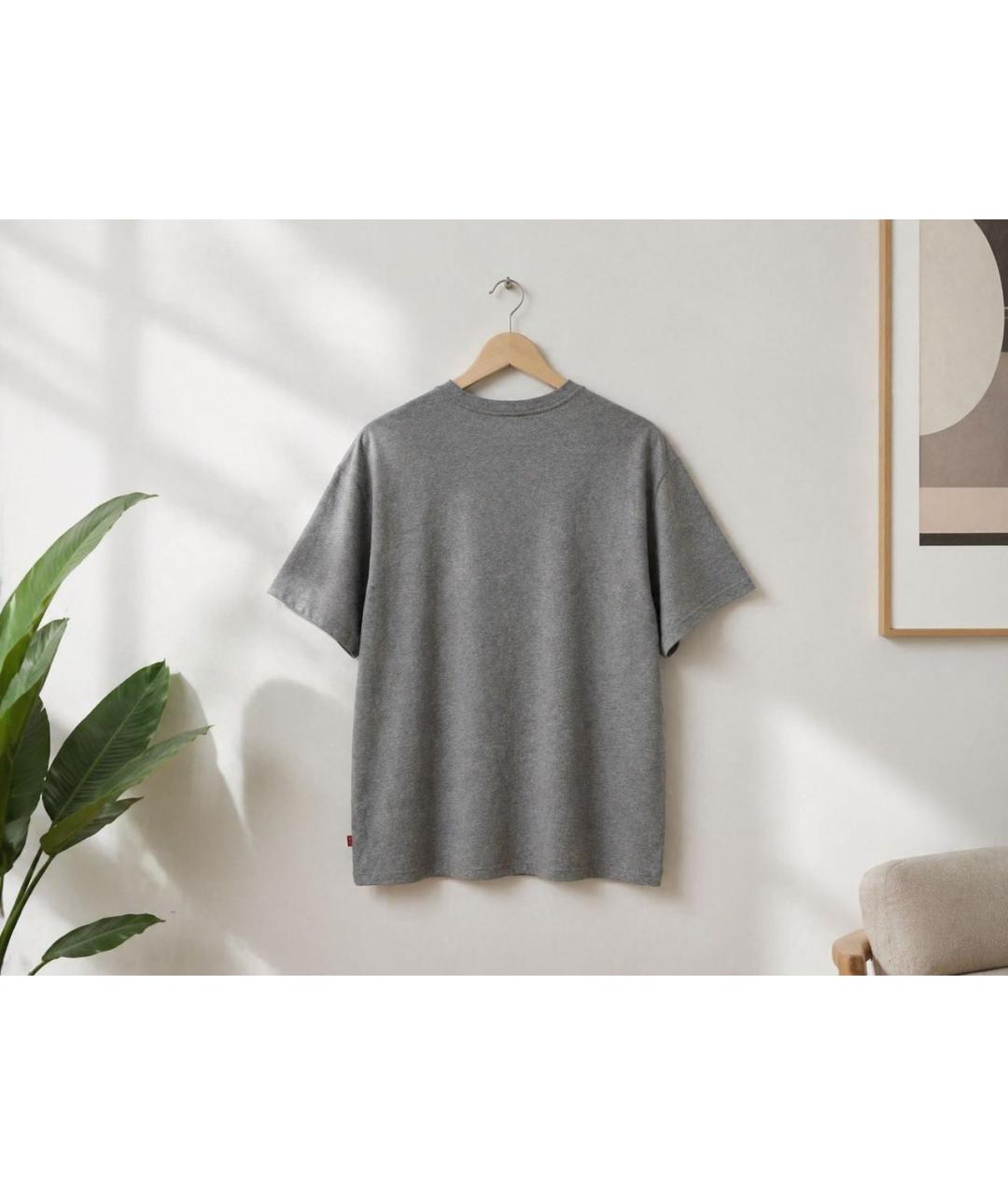 LEVI'S Серая хлопковая футболка, фото 2
