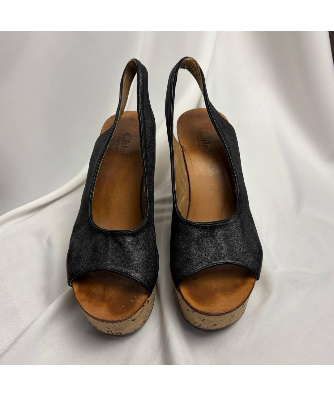 CHLOE Черные кожаные босоножки, фото 3