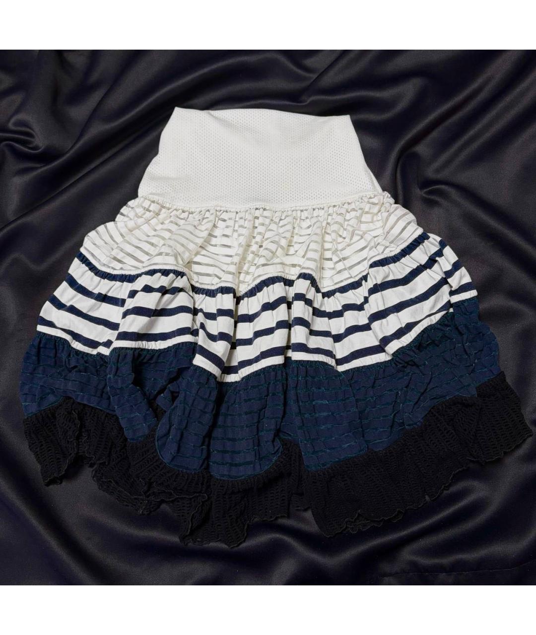 JEAN PAUL GAULTIER Темно-синяя хлопко-эластановая юбка миди, фото 9