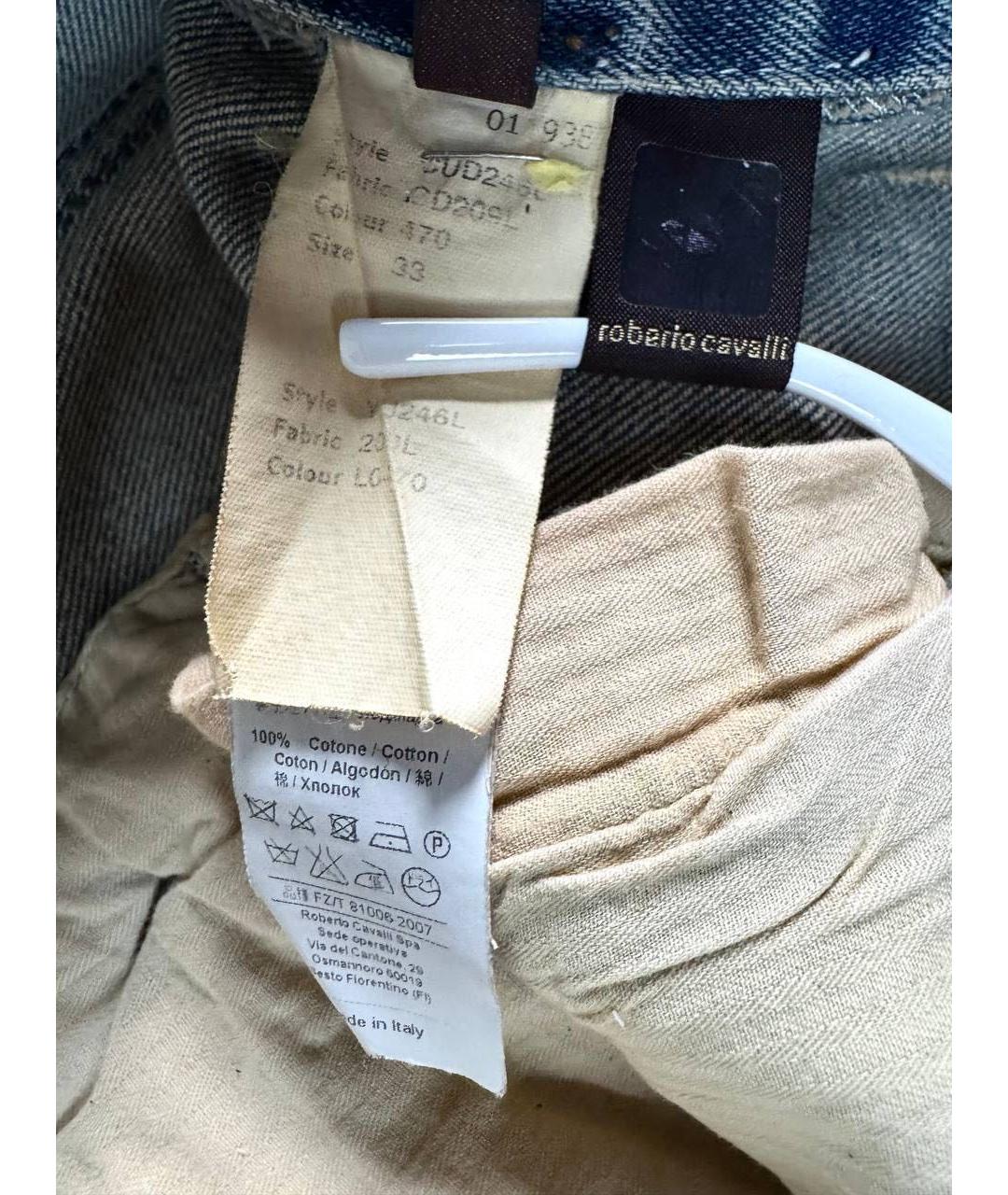 ROBERTO CAVALLI Голубые хлопковые джинсы скинни, фото 7