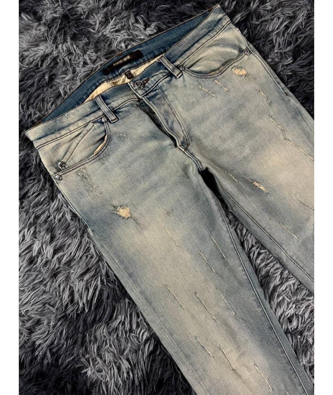 ROBERTO CAVALLI Голубые хлопковые джинсы скинни, фото 5
