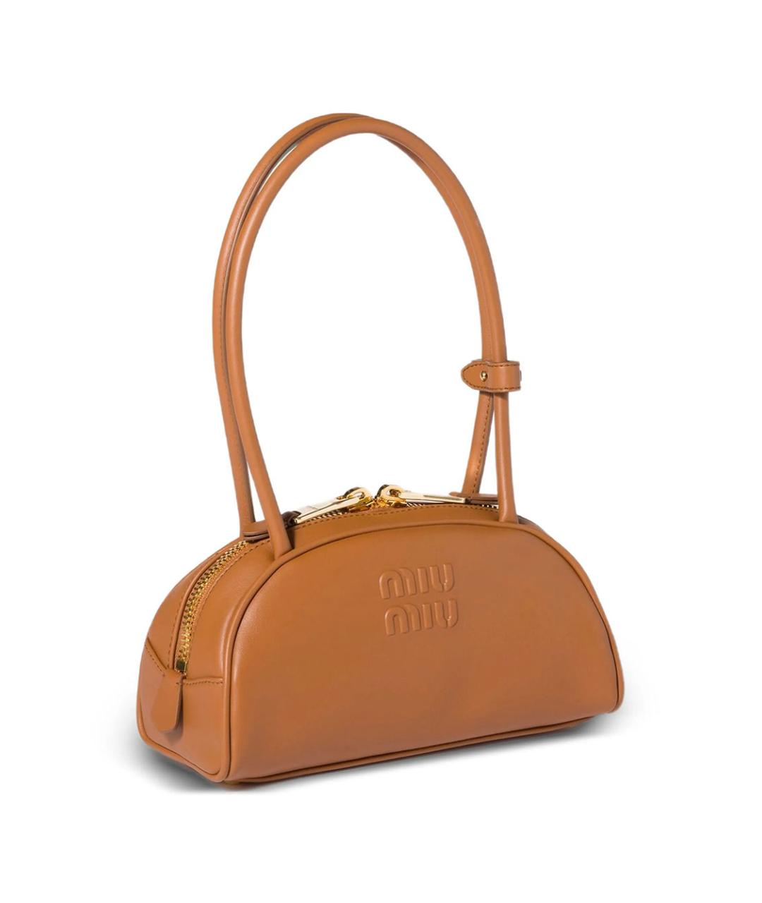 MIU MIU Коричневая кожаная сумка через плечо, фото 2
