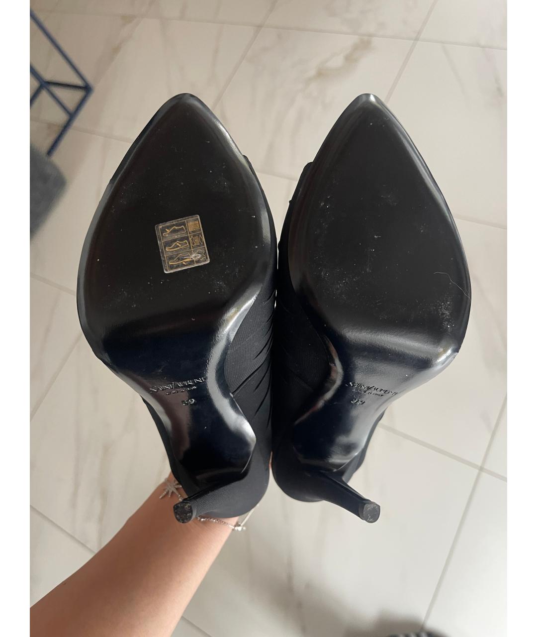 SAINT LAURENT Черные кожаные босоножки, фото 5