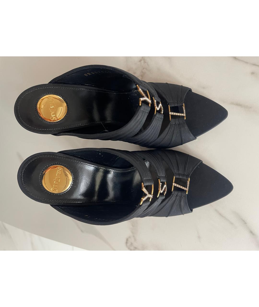 SAINT LAURENT Черные кожаные босоножки, фото 3