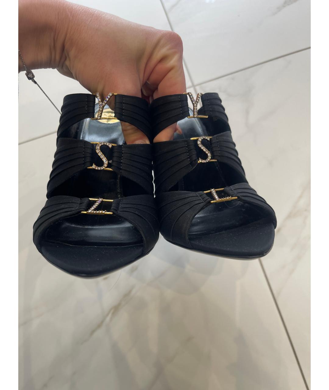 SAINT LAURENT Черные кожаные босоножки, фото 6