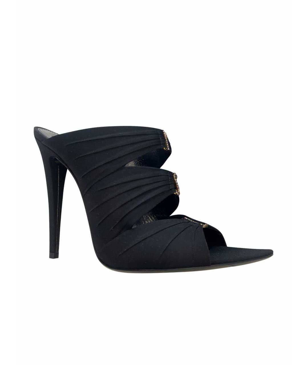 SAINT LAURENT Черные кожаные босоножки, фото 1