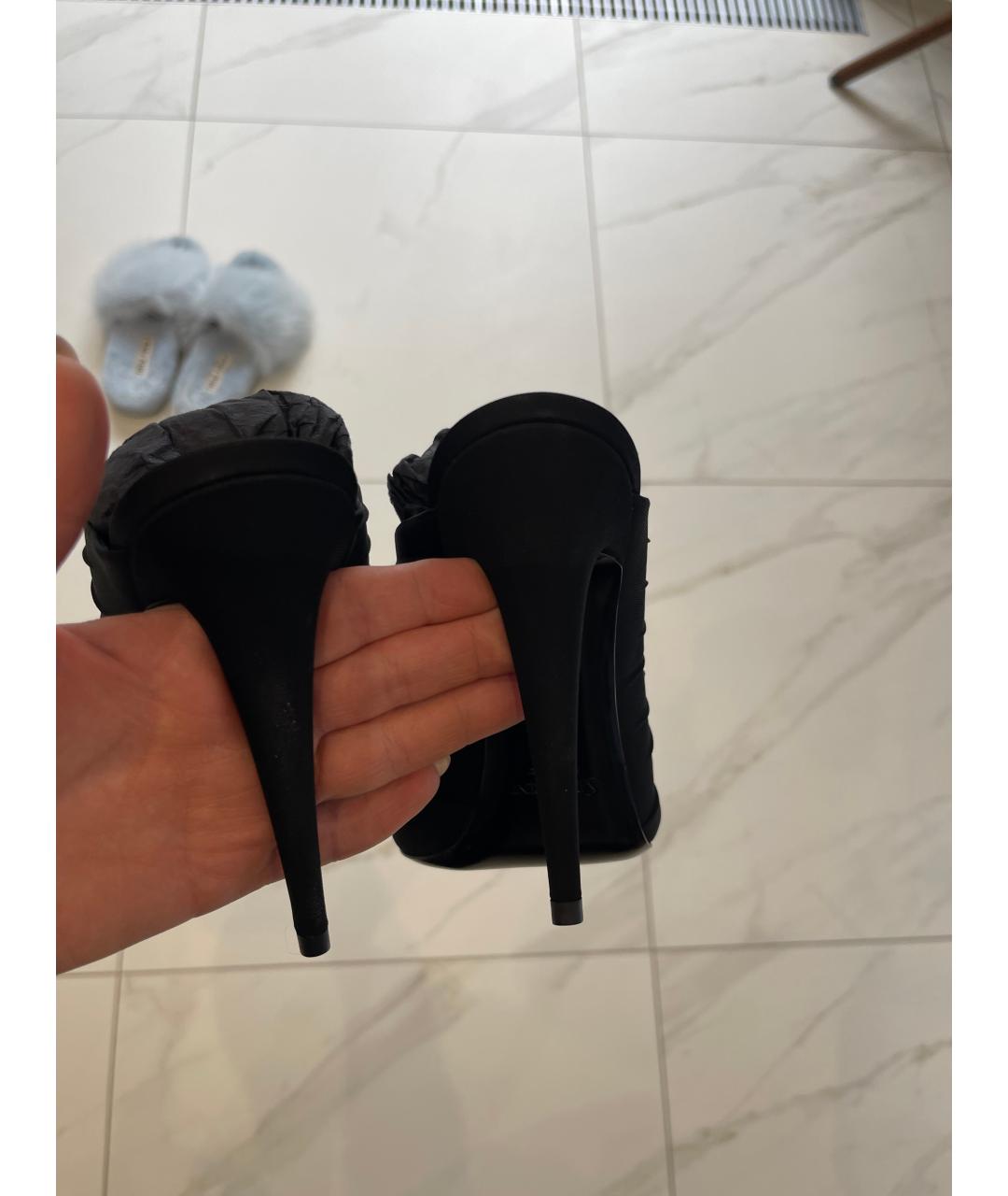 SAINT LAURENT Черные кожаные босоножки, фото 4