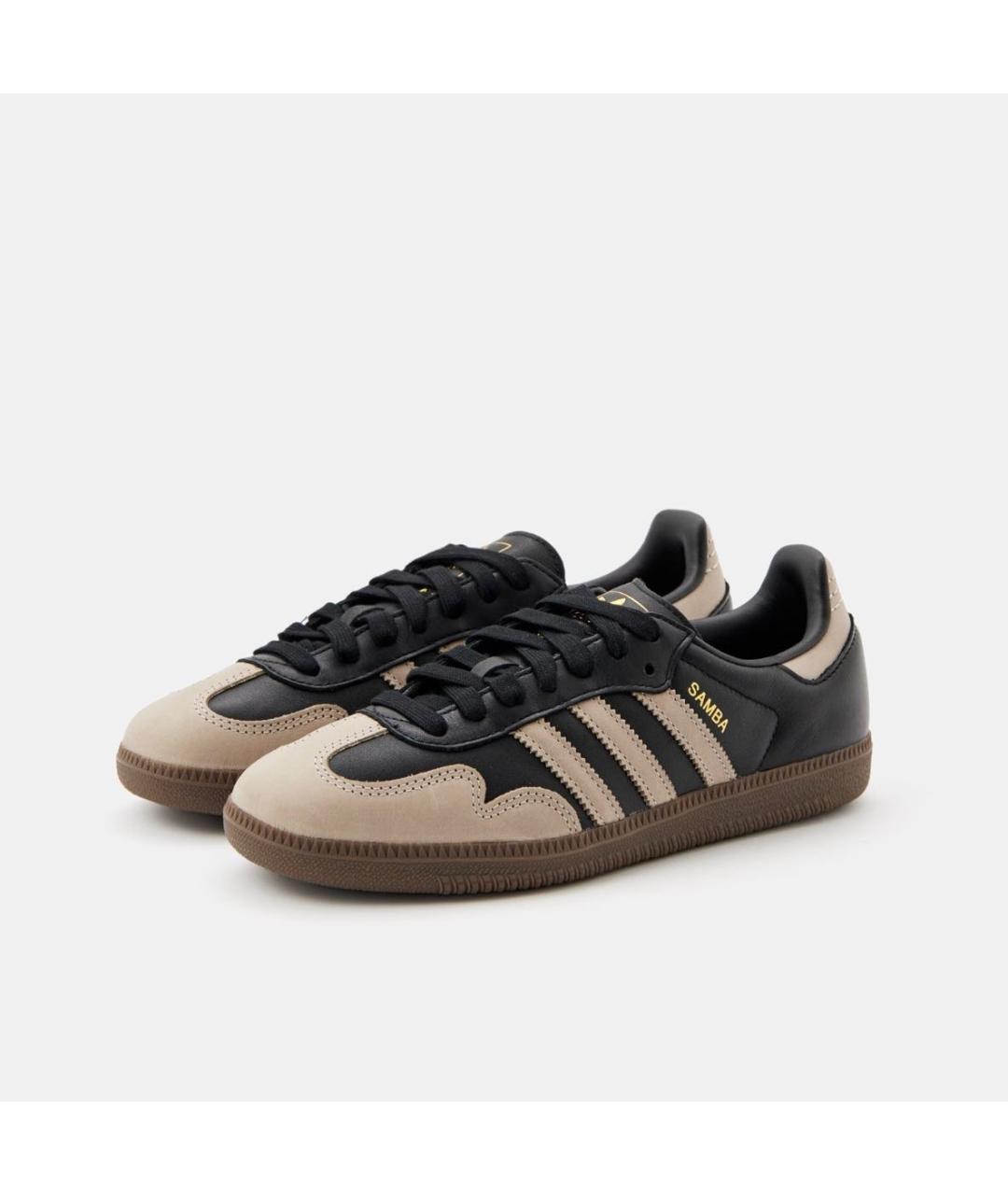 ADIDAS Черные кожаные кроссовки, фото 2