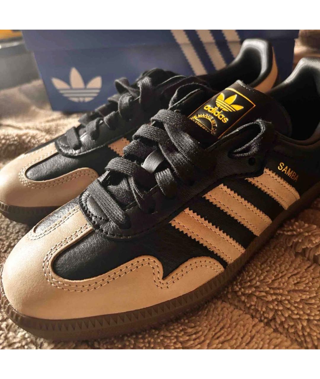 ADIDAS Черные кожаные кроссовки, фото 3