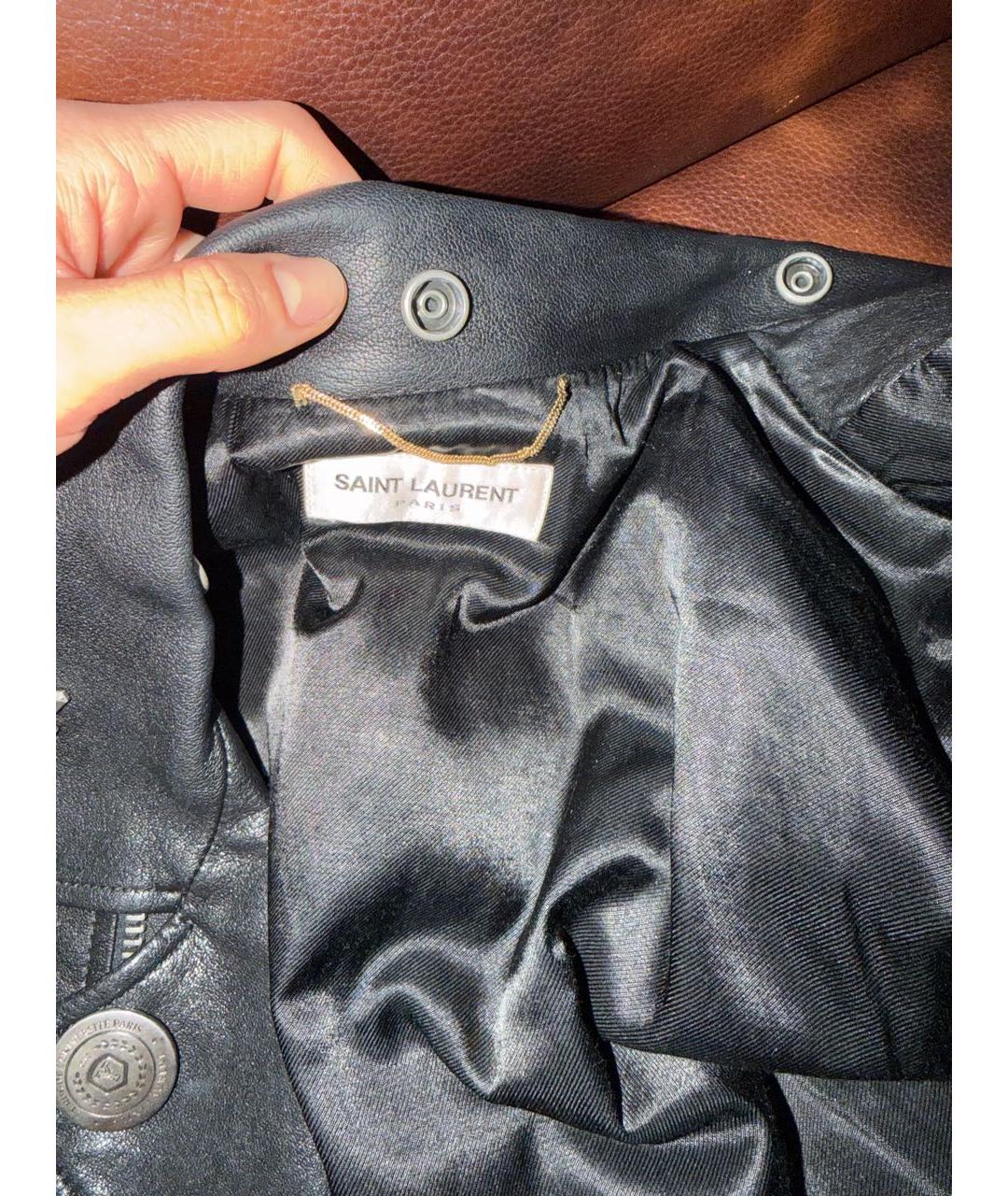 SAINT LAURENT Черная кожаная куртка, фото 2