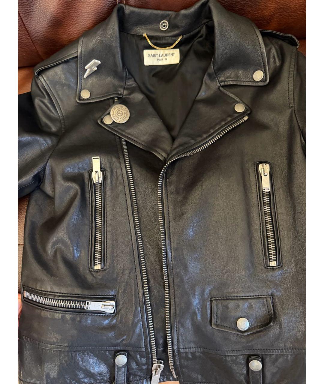 SAINT LAURENT Черная кожаная куртка, фото 6