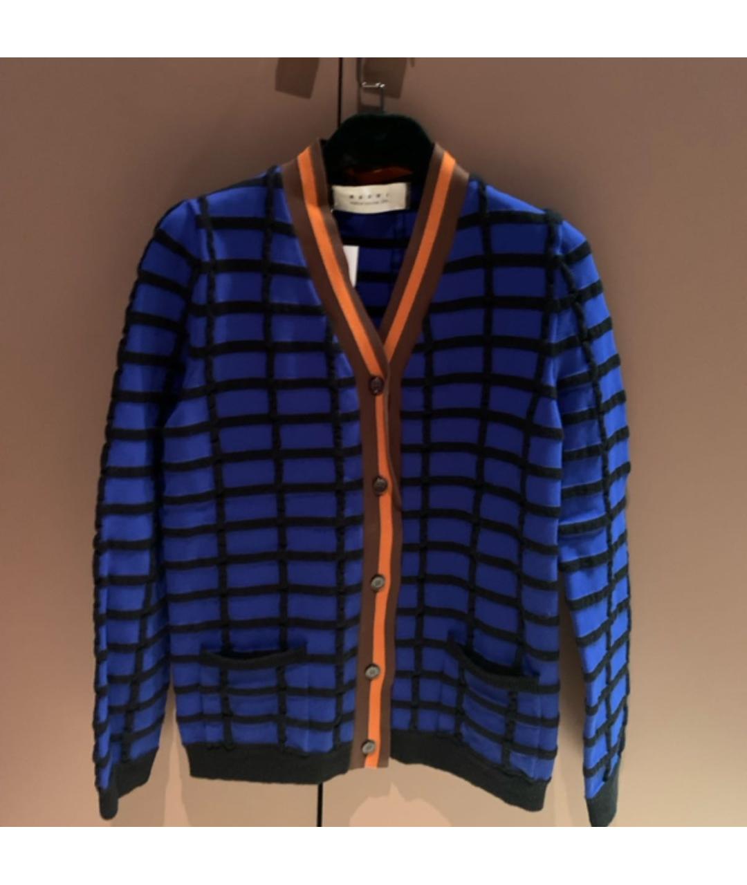 MARNI Синий хлопко-эластановый кардиган, фото 7